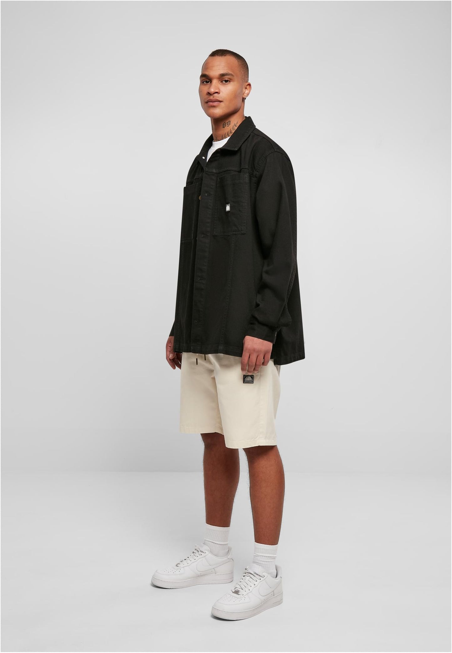 Southpole Oversized Cotton Shirt, Black