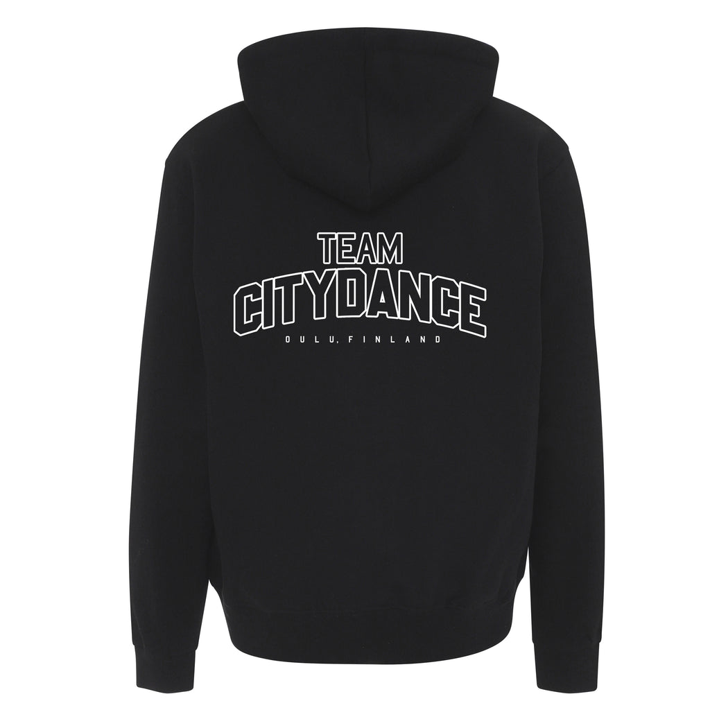 Team Citydance Unisex Zip Huppari, musta