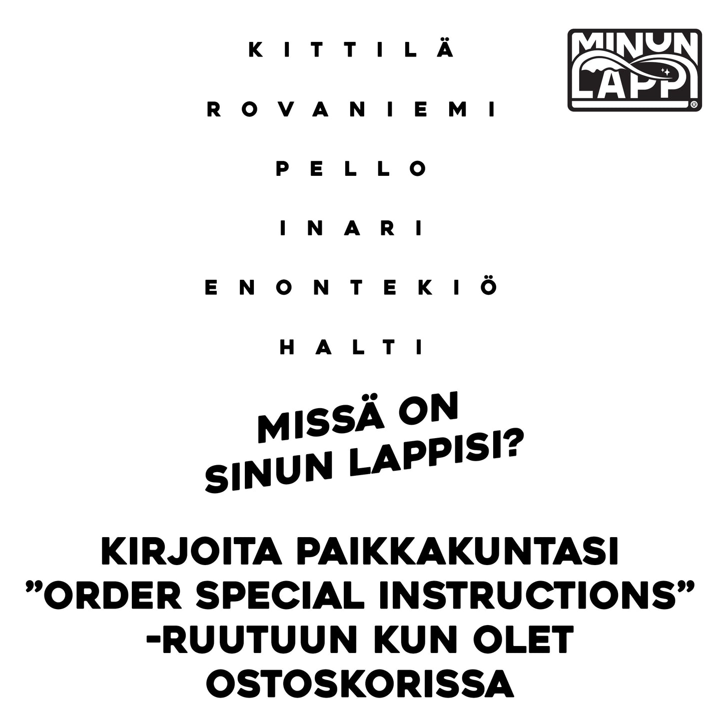 Minun Lappi "paikkakunta" Unisex College, musta