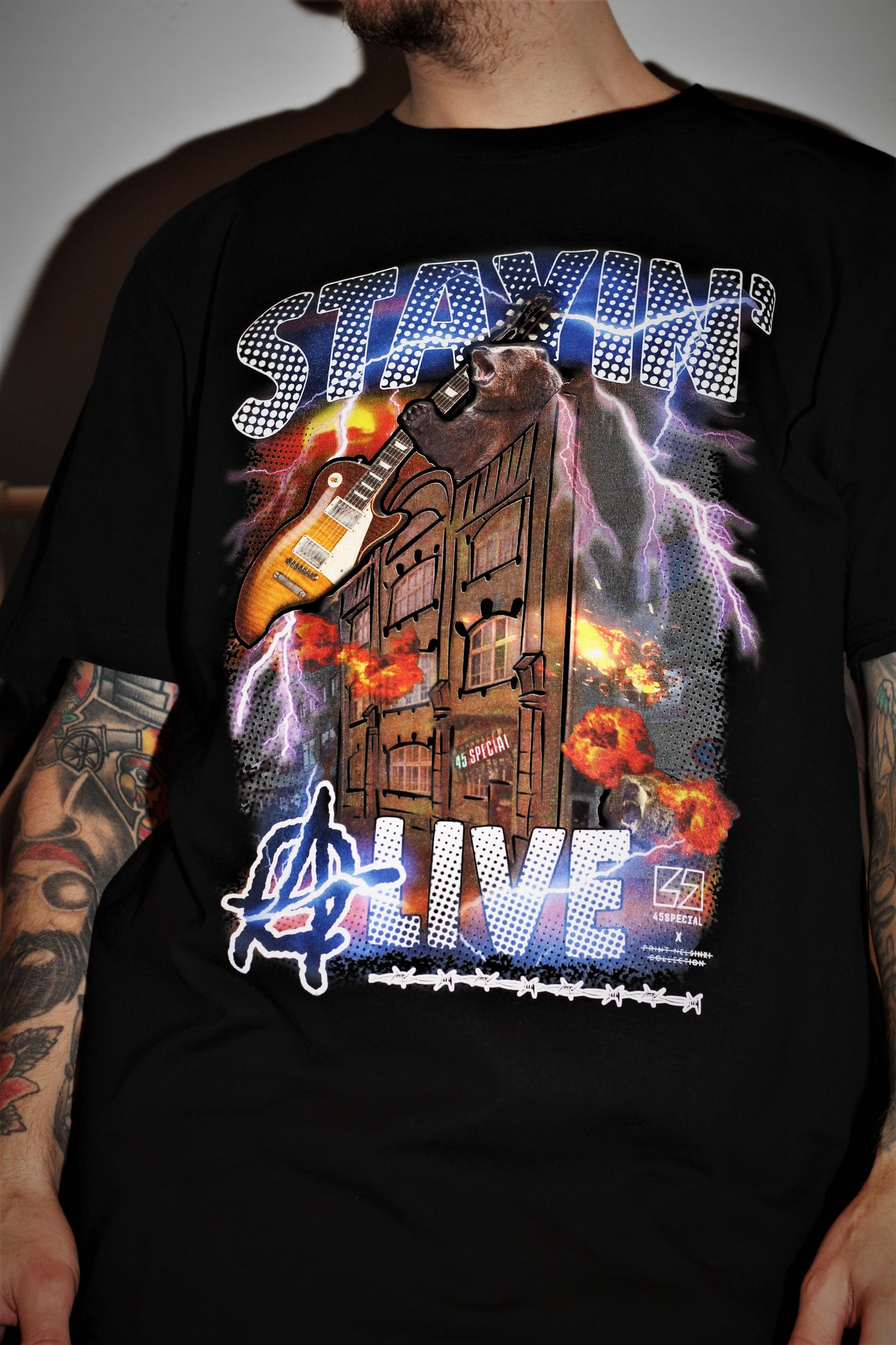 45 Special x Print Helsinki Collection "Stayin' aLive" T-paita Musta